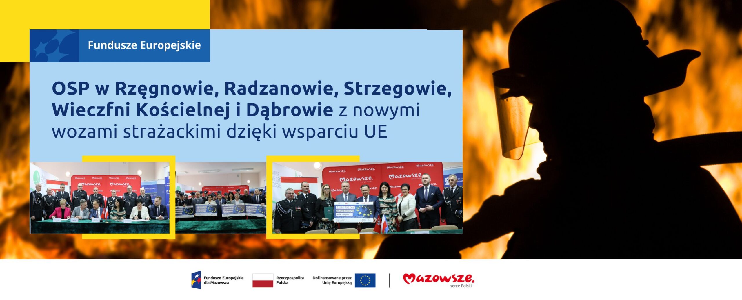 OSP w Rzęgnowie, Radzanowie, Strzegowie, Wieczfni Kościelnej i Dąbrowie z nowymi wozami strażackimi dzięki wsparciu UE